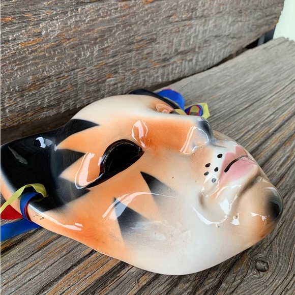 Vintage Yung Kee Cat Face mask Tiger wall hanging Decor Clowncore ceramic Vtg 🖤 - Picture 4 of 11